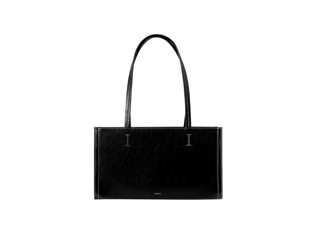 Stand Oil Stand Oil Oblong Bag In Vegan Leather Stitch Black