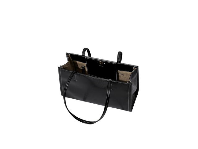 Stand Oil Stand Oil Oblong Bag In Vegan Leather Stitch Black - view 3