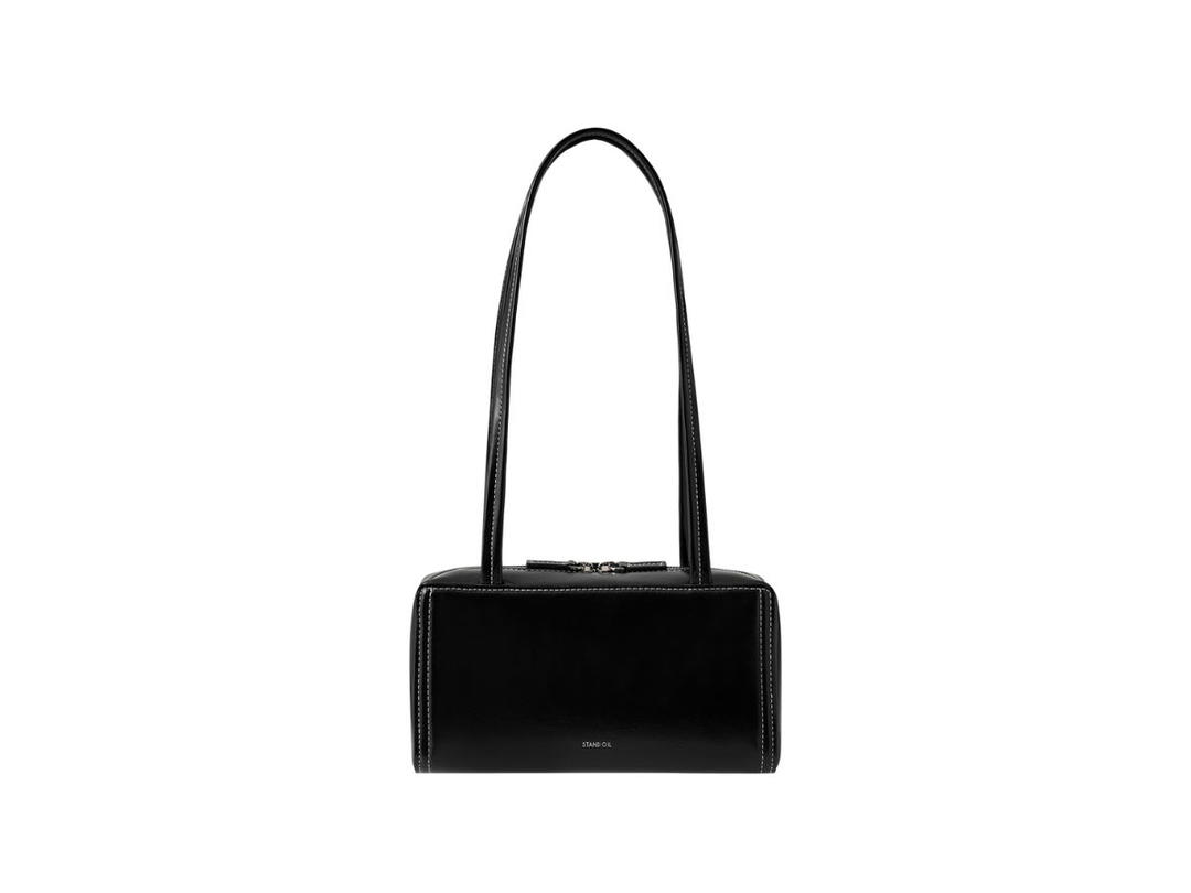 Stand Oil Stand Oil Post Bag In Vegan Leather Stitch Black