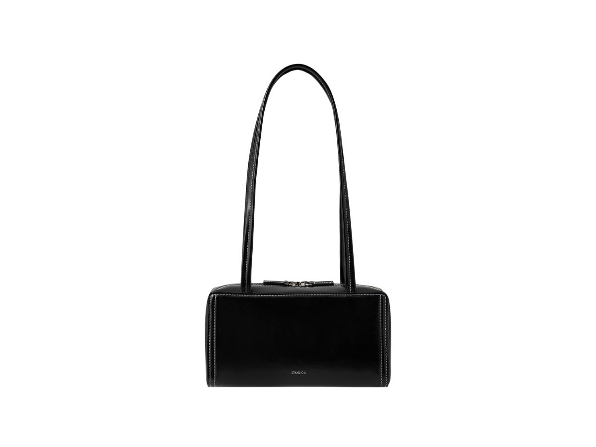 Stand Oil Stand Oil Post Bag In Vegan Leather Stitch Black
