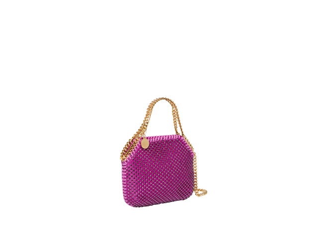 Stella Mccartney Stella Mccartney Falabella Crystal Mesh Mini Tote Bag In Satin With Crystal Mesh Overlay Bright Purple - view 2