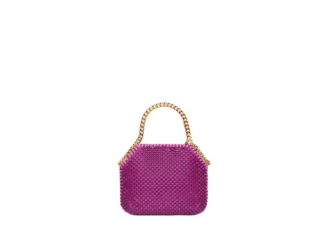Stella Mccartney Stella Mccartney Falabella Crystal Mesh Mini Tote Bag In Satin With Crystal Mesh Overlay Bright Purple - view 3