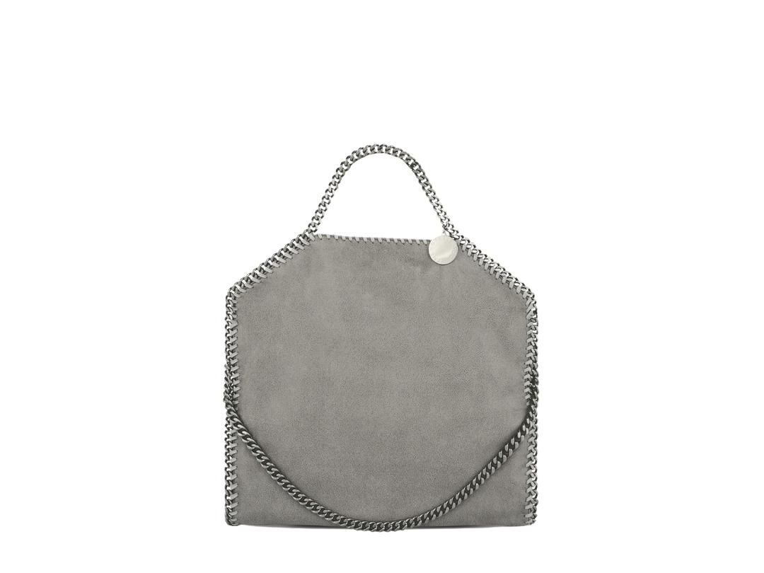 Stella Mccartney Stella Mccartney Falabella Fold-Over Tote In Matte Vegan Shaggy Deer Fabric With Semi-Gloss Grain Grey