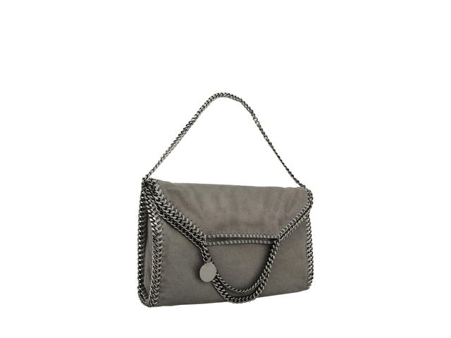 Stella Mccartney Stella Mccartney Falabella Fold-Over Tote In Matte Vegan Shaggy Deer Fabric With Semi-Gloss Grain Grey - view 2