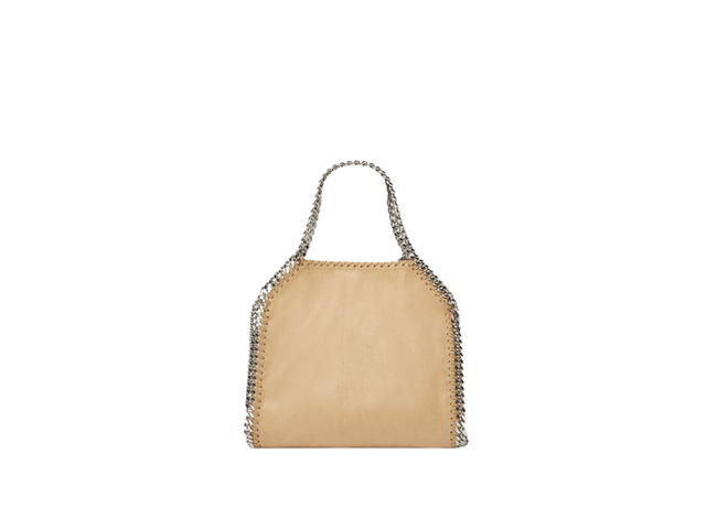 Stella Mccartney Stella Mccartney Falabella Mini Tote Bag In Matte Vegan Shaggy Deer Fabric And Semi-Gloss Grain With Signature Palladium Diamond-Cut Chain Fawn - view 3