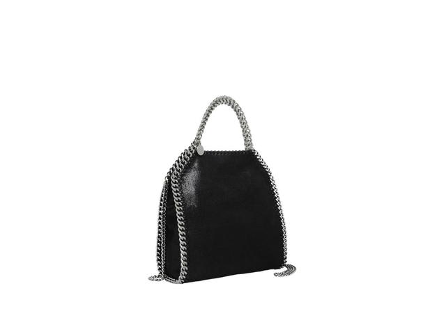 Stella Mccartney Stella Mccartney Falabella Mini Tote Bag In Matte Vegan Shaggy Deer Fabric And Semi-Gloss Grain With Signature Ruthenium Recycled Brass And Aluminium Diamond-Cut Chain Black - view 2