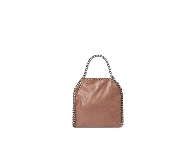 Stella Mccartney Stella Mccartney Falabella Mini Tote Bag In Matte Vegan Shaggy Deer Fabric And Semi-Gloss Grain With Signature Silver Recycled Brass And Aluminium Diamond-Cut Chain Dark Taupe - view 2