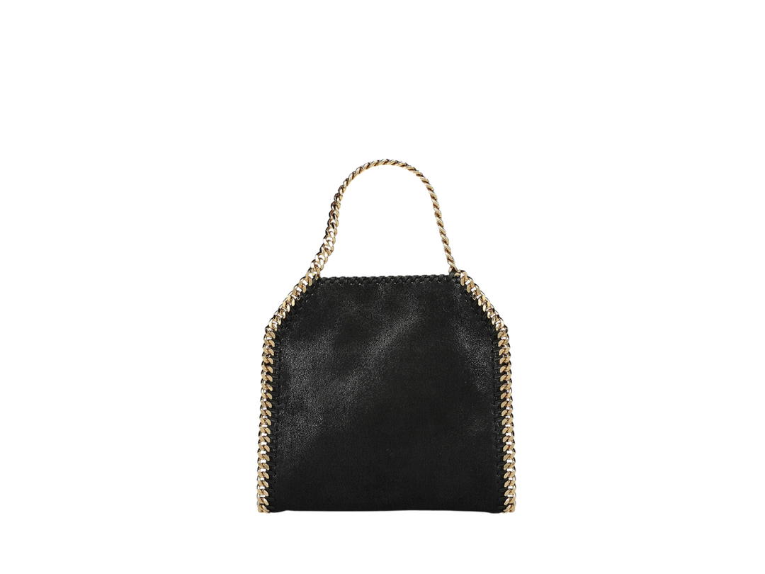 Stella Mccartney Stella Mccartney Falabella Mini Tote Bag In Matte Vegan Shaggy Deer Fabric With Semi-Gloss Grain Black