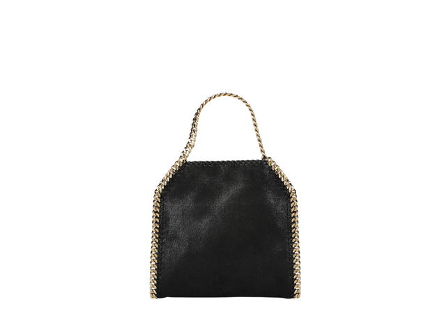 Stella Mccartney Stella Mccartney Falabella Mini Tote Bag In Matte Vegan Shaggy Deer Fabric With Semi-Gloss Grain Black - view 1