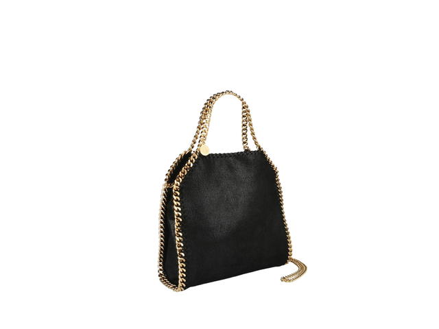 Stella Mccartney Stella Mccartney Falabella Mini Tote Bag In Matte Vegan Shaggy Deer Fabric With Semi-Gloss Grain Black - view 2