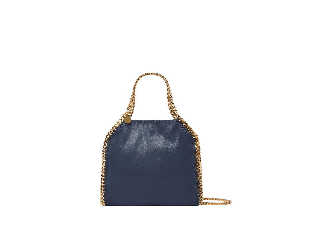 Stella Mccartney Stella Mccartney Falabella Mini Tote Bag In Matte Vegan Shaggy Deer Fabric With Semi-Gloss Grain Indigo Moon