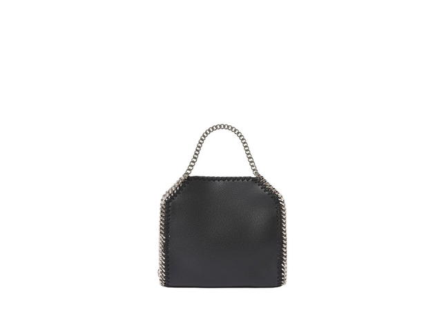Stella Mccartney Stella Mccartney Falabella MIRUM® Tiny Tote Bag In 100% Plastic-Free With Signature Silver Recycled Brass Diamond-Cut Chain Black - view 3
