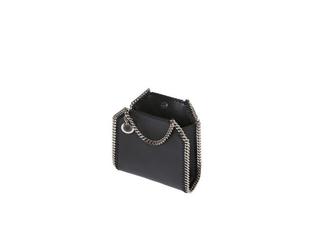 Stella Mccartney Stella Mccartney Falabella MIRUM® Tiny Tote Bag In 100% Plastic-Free With Signature Silver Recycled Brass Diamond-Cut Chain Black - view 4