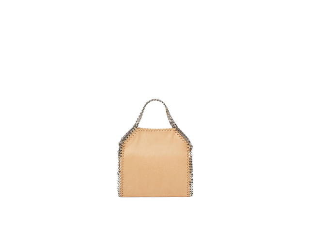 Stella Mccartney Stella Mccartney Falabella Tiny Tote Bag In Matte Vegan Shaggy Deer Fabric And Semi-Gloss Grain With Signature Palladium Diamond-Cut Chain Fawn - view 2