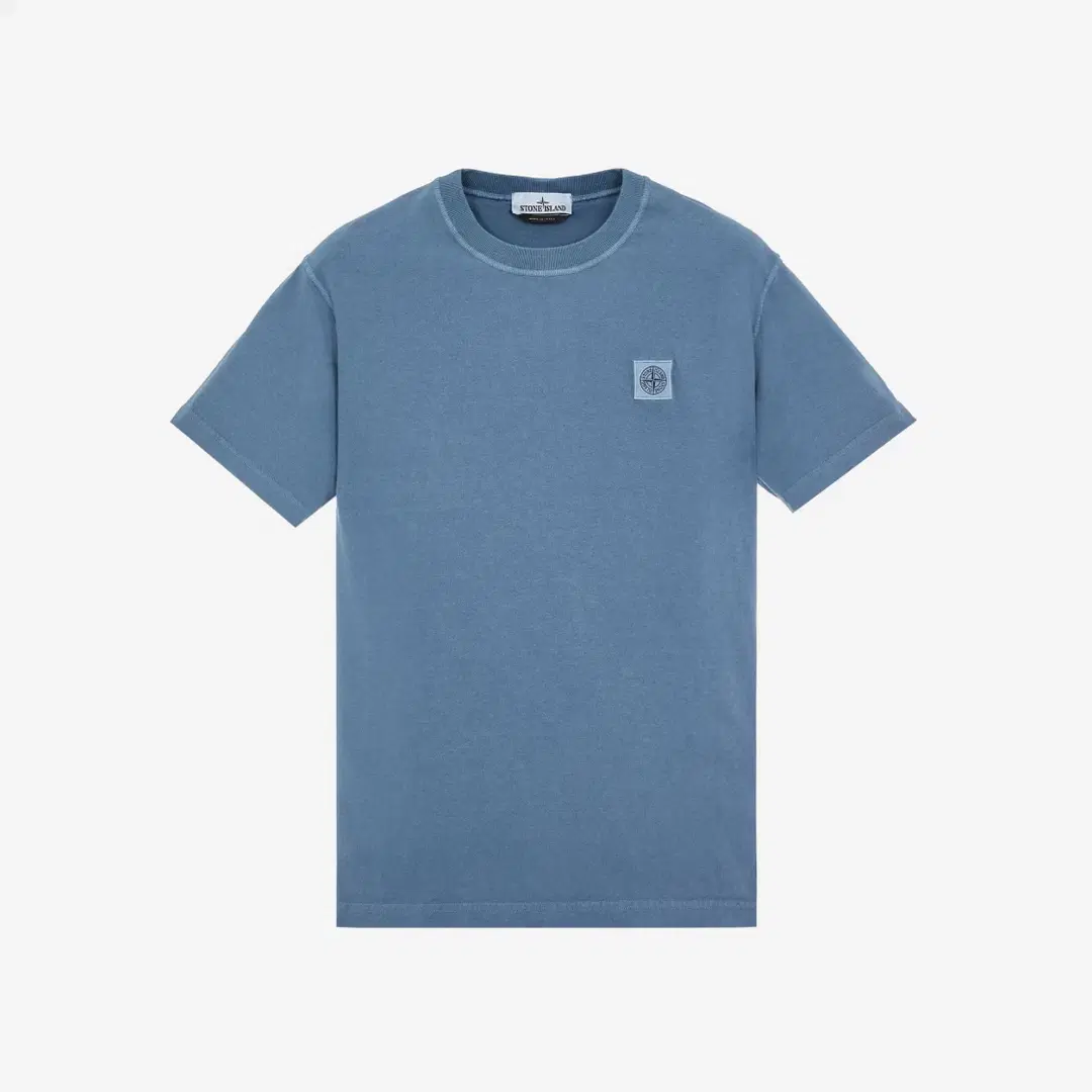 Stone Island Stone Island 23757 Cotton Jersey Garment Dyed Fissato Treatment Short Sleeve T-Shirt Avio Blue - 23SS