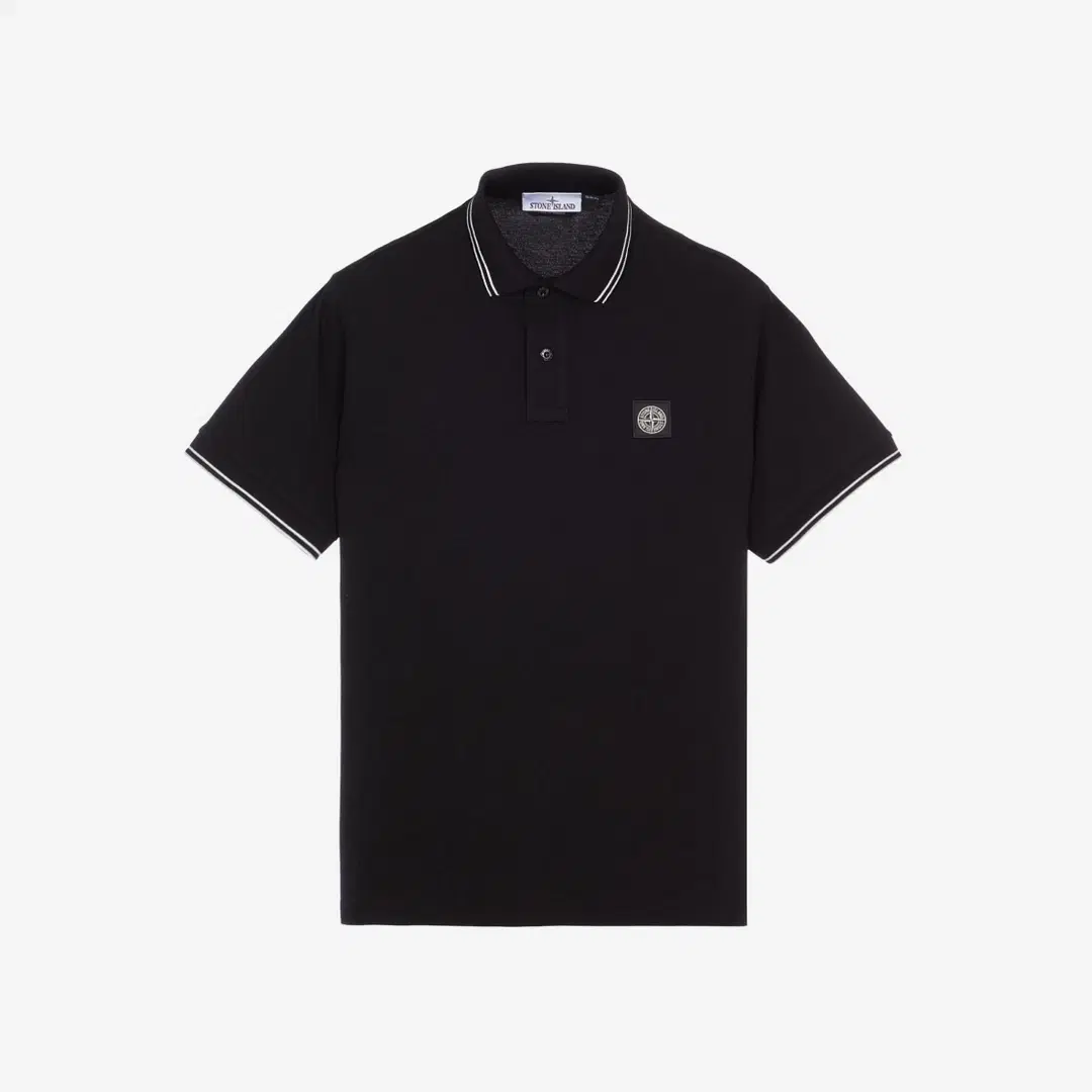 Stone Island Stone Island 2SC18 Stretch Cotton Pique Short Sleeve Polo Shirt Black - 23SS