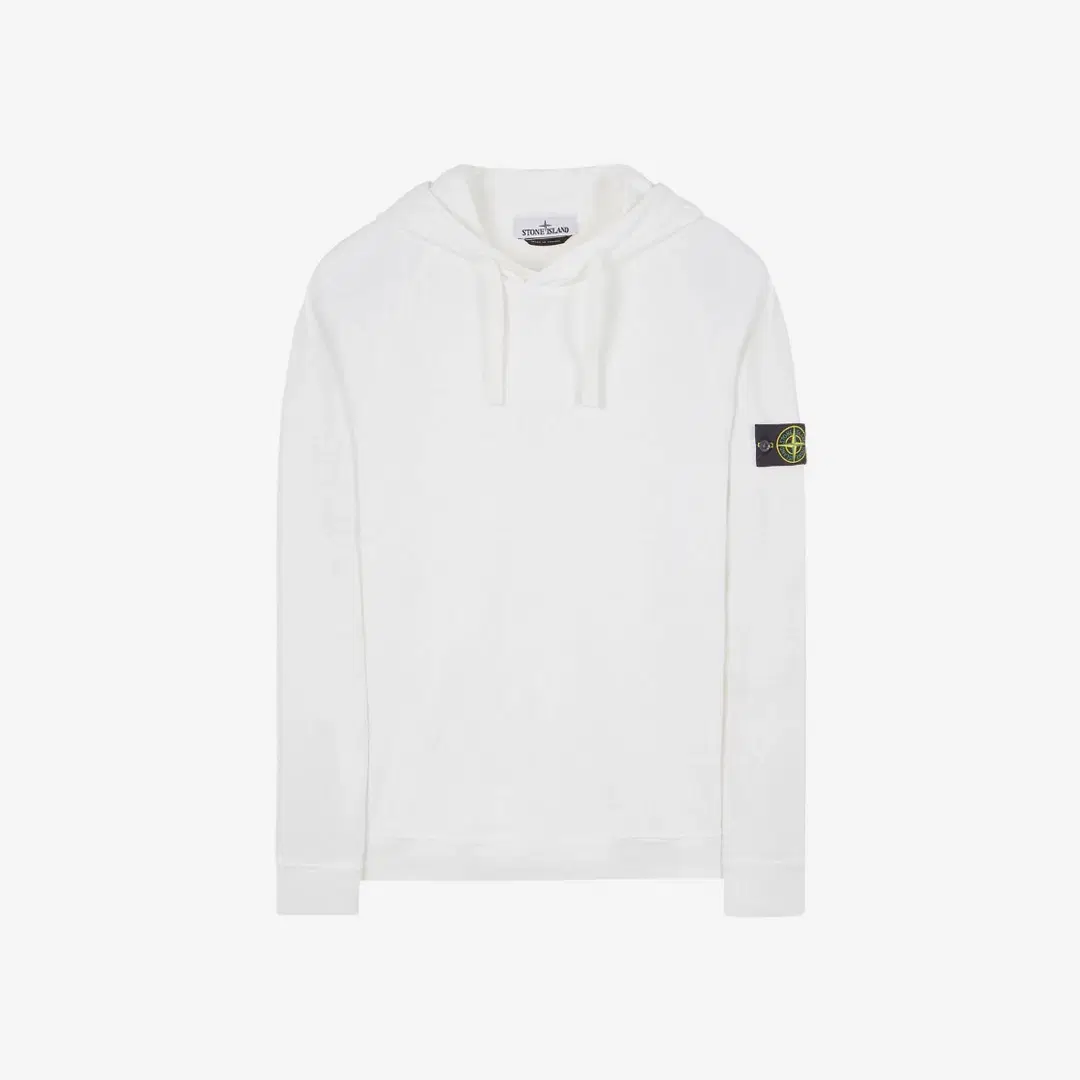 Stone Island Stone Island 62160 Malfile Fleece Garment Dyed Hooded Sweatshirt White - 23SS
