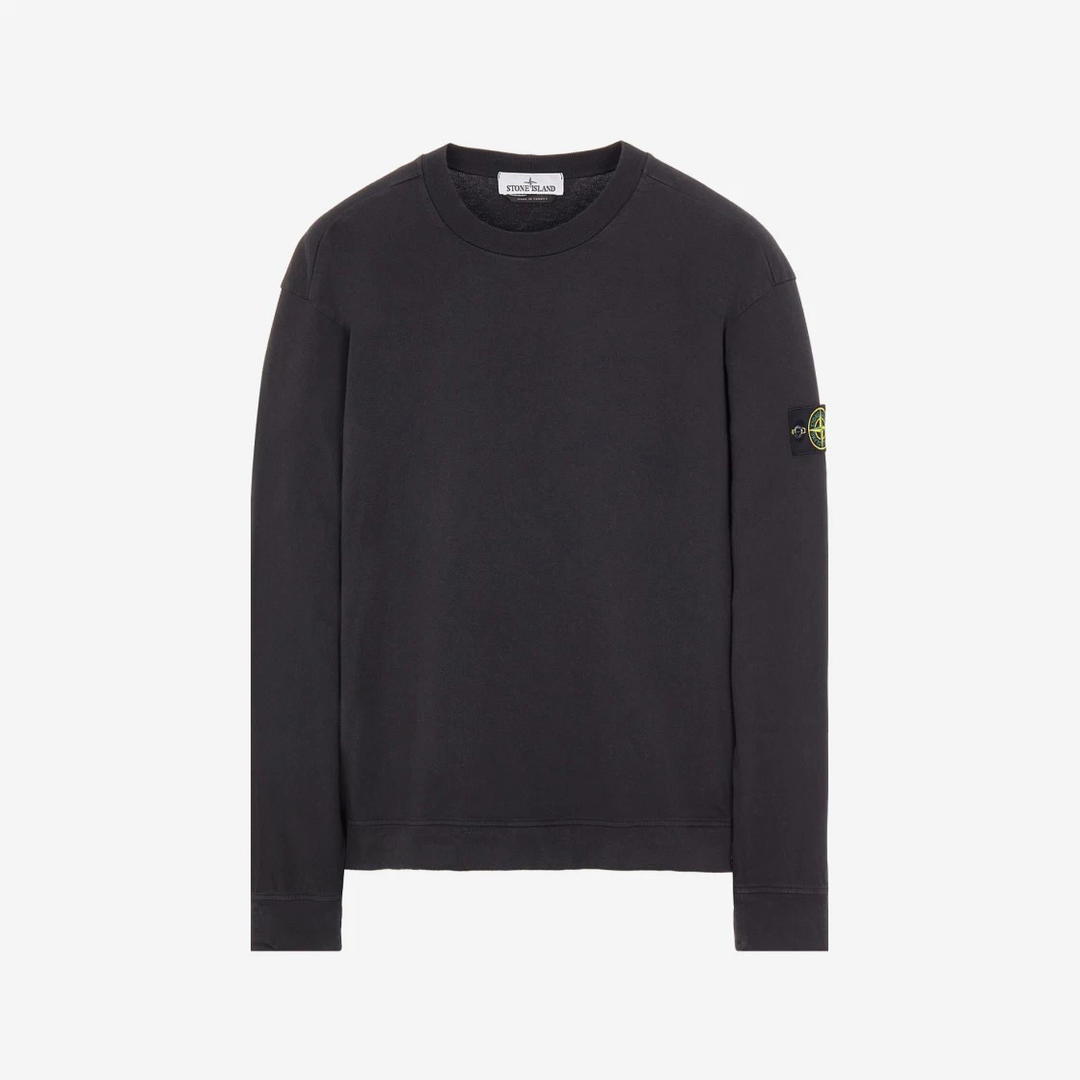 Stone Island Stone Island 63750 Garment Dyed Gauzed Cotton Crewneck Sweatshirt Black - 22FW