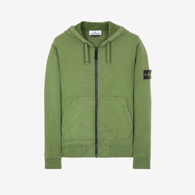 Stone Island Stone Island 64220 Full Zip Hooded Sweatshirt Olive Green - 22FW - view 2