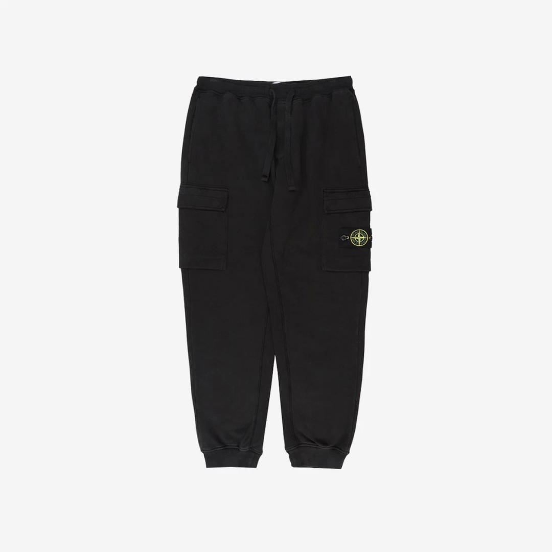Stone Island Stone Island 64720 Cotton Fleece Garment Dyed Cargo Pants Black - 22FW