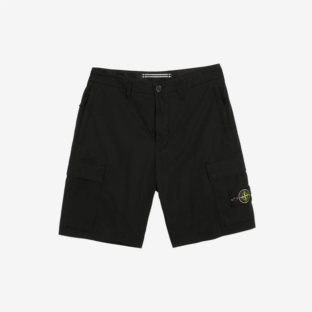 Stone Island Stone Island L0803 Stretch Cotton Tela Paracadute Garment Dyed Cargo Bermuda Shorts Black - 22SS - view 2