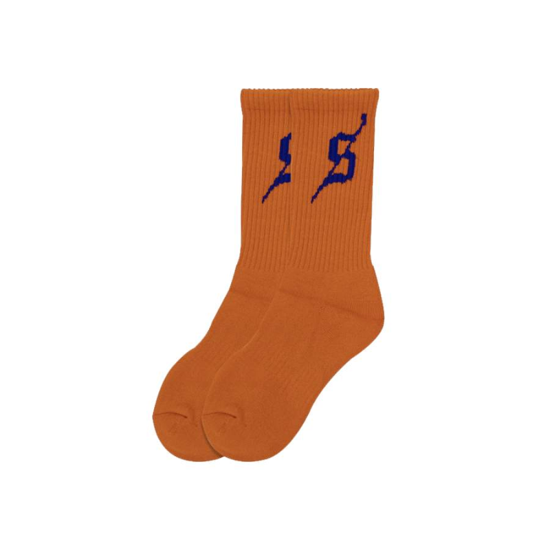 StonedandCo Incandescence Fire Crew Socks Neon Orange