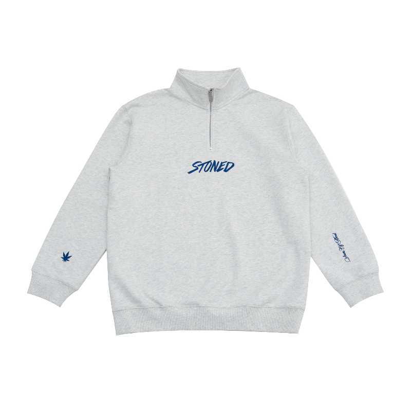 StonedandCo Stoned  ATC Half Zipper Sweatshirt Grey