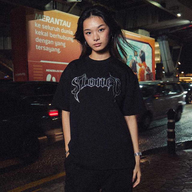 StonedandCo Stoned ATC Conspiracy Rhinestone Tee Black - view 5