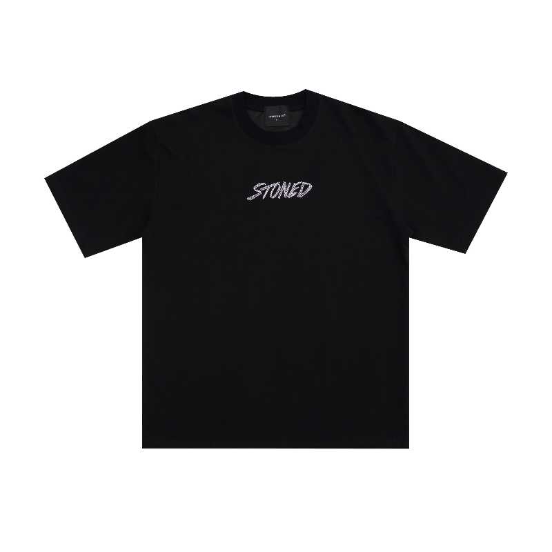 StonedandCo Stoned ATC Genetic Hexagon Rhinestone Tee Black