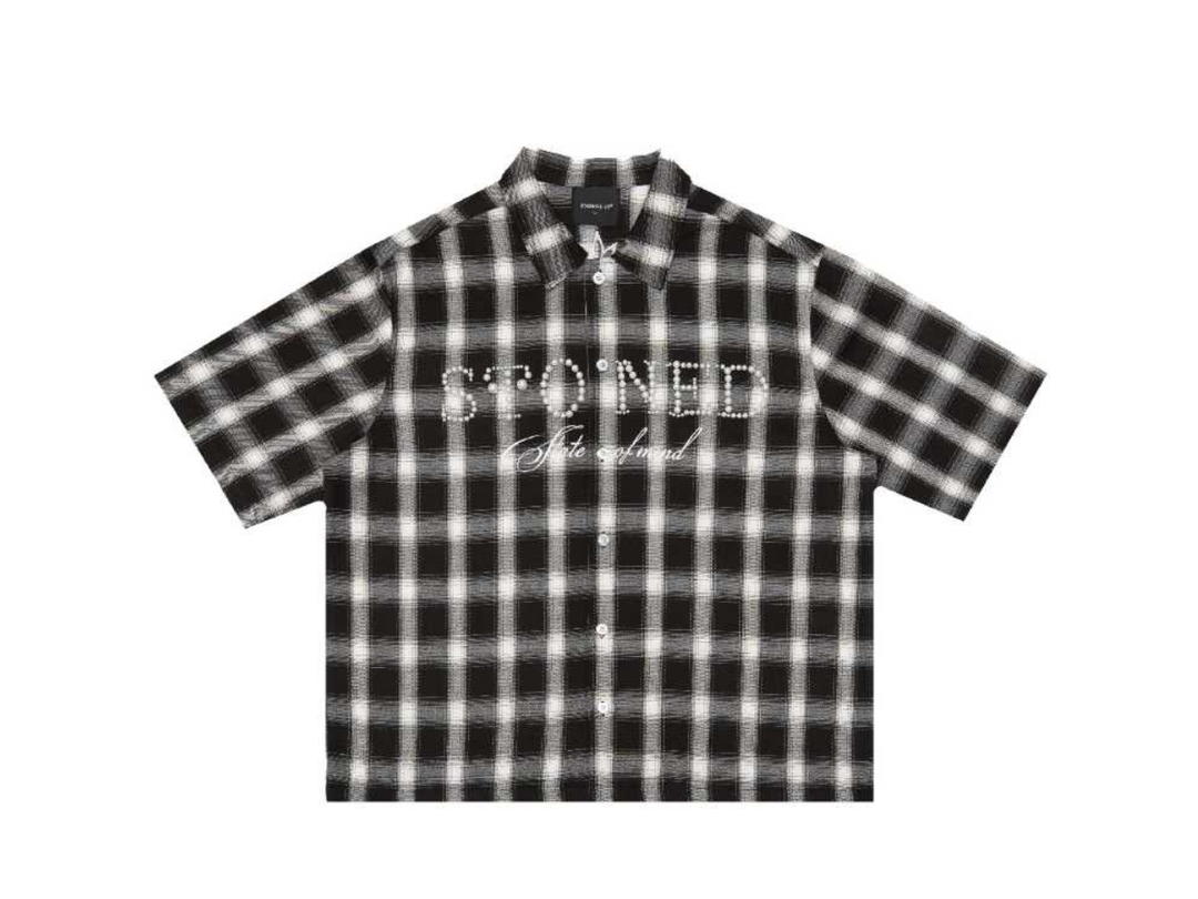 StonedandCo Stoned Blessed26 Pearl Flanel White Black