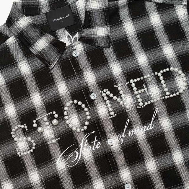 StonedandCo Stoned Blessed26 Pearl Flanel White Black - view 3