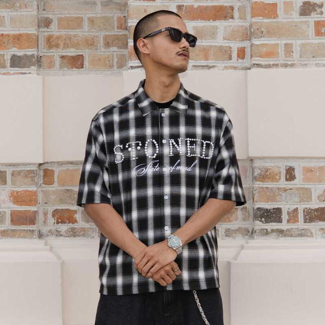 StonedandCo Stoned Blessed26 Pearl Flanel White Black - view 5