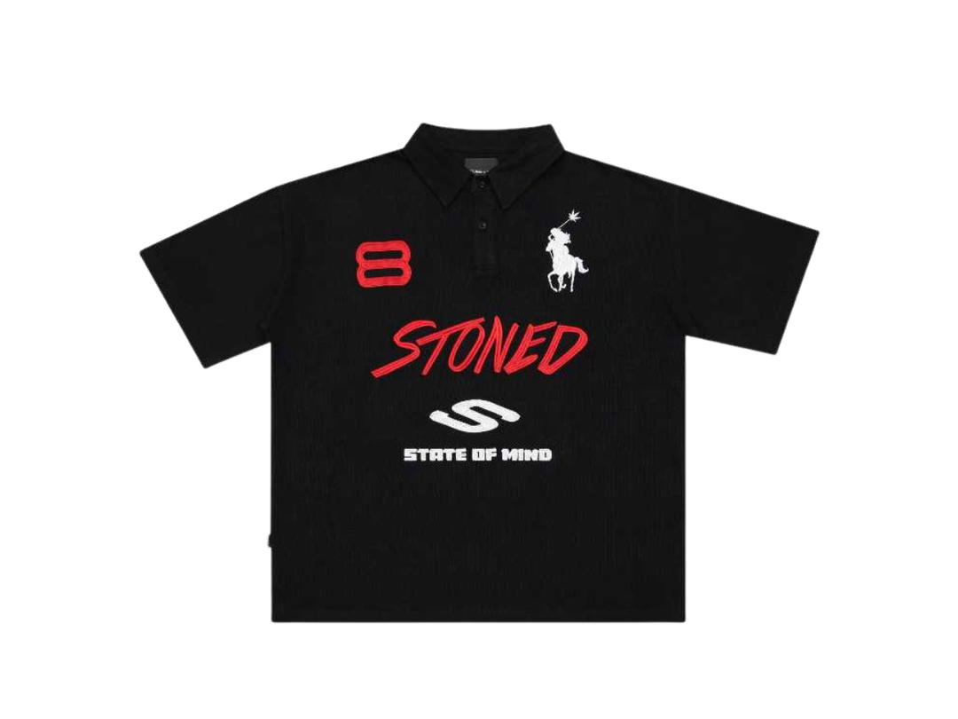 StonedandCo StonedandCo Dark horse Eight Men Polo Shirt Black