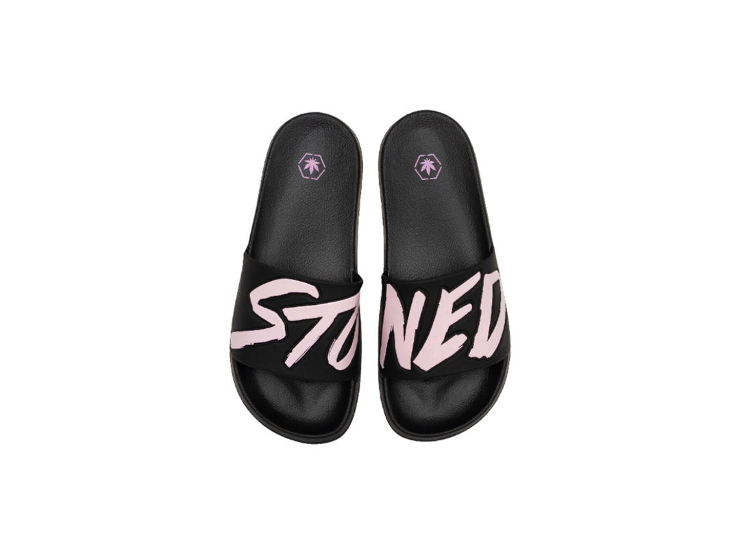 StonedandCo StonedandCo Logo Sandals Black Pink
