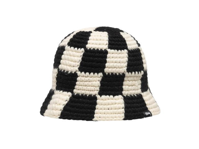 Stussy Bucket Hat Checker Knit Black