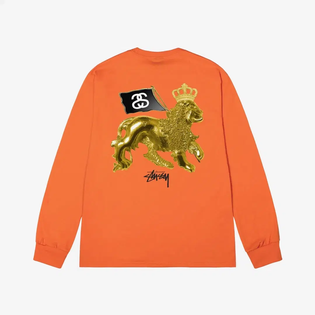Stussy Stussy Gold Lion LS T-Shirt Coral