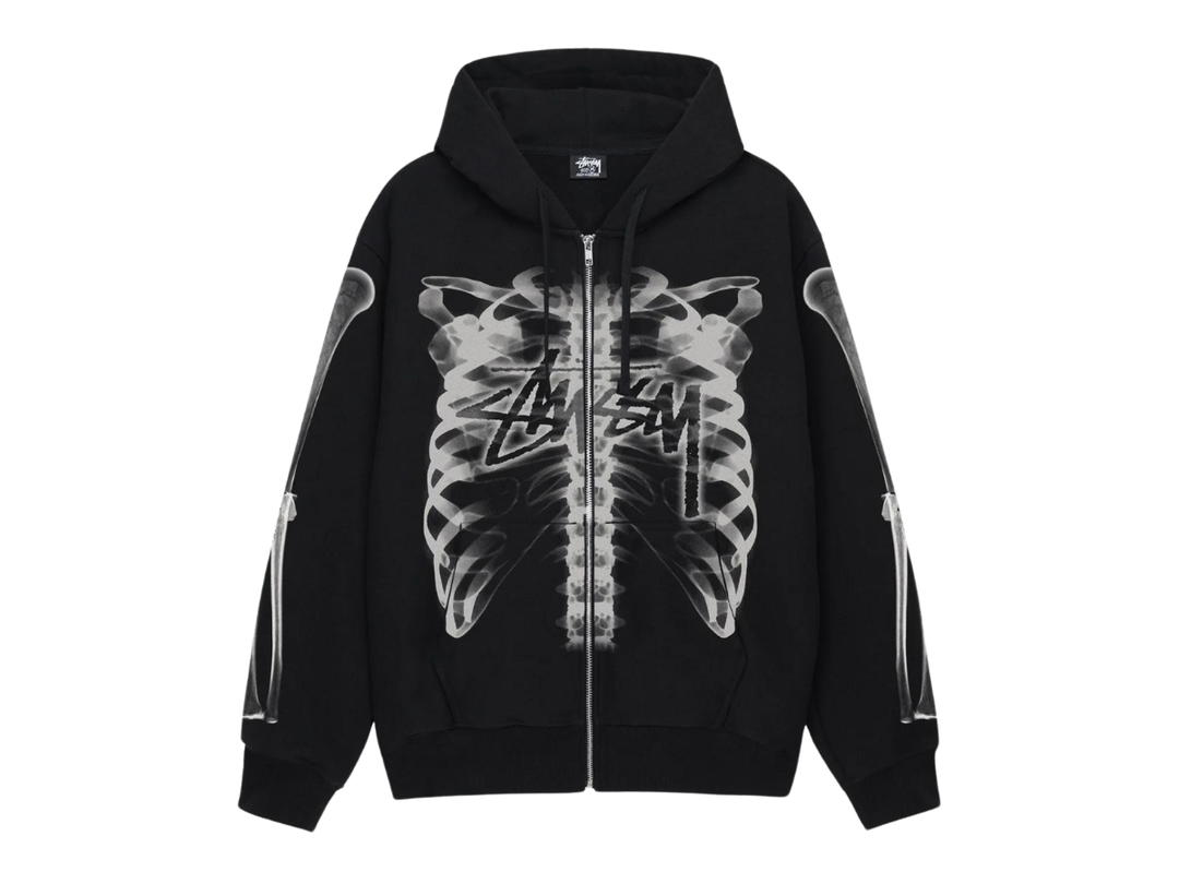 Stussy Stussy Rib Cage Zip Hoodie Black White