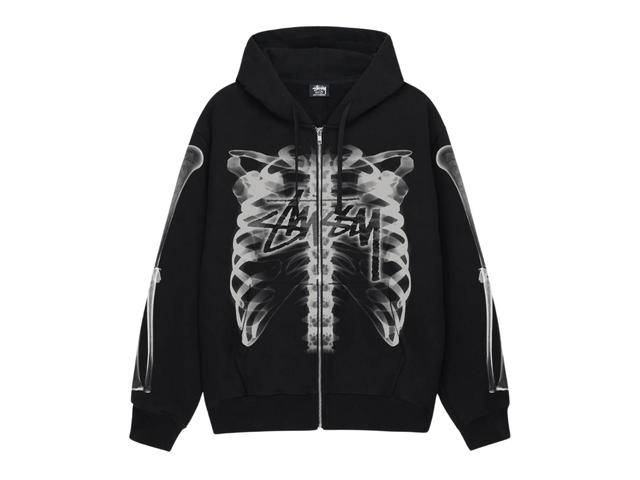 Stussy Stussy Rib Cage Zip Hoodie Black White - view 1