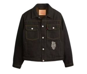 Buy Stussy X Levi’s Crispy Rinse Trucker Jacket Black-Brown at Sasom – Authentic and Ready to Ship