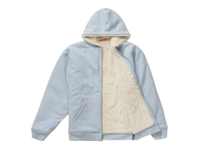 Supreme Supreme Faux Fur Lined Zip Up Hooded Sweatshirt Light Blue - view 2