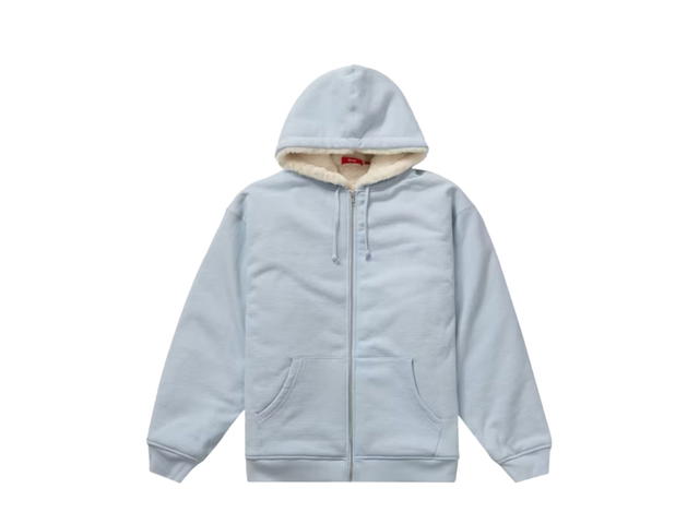 Supreme Supreme Faux Fur Lined Zip Up Hooded Sweatshirt Light Blue - view 3