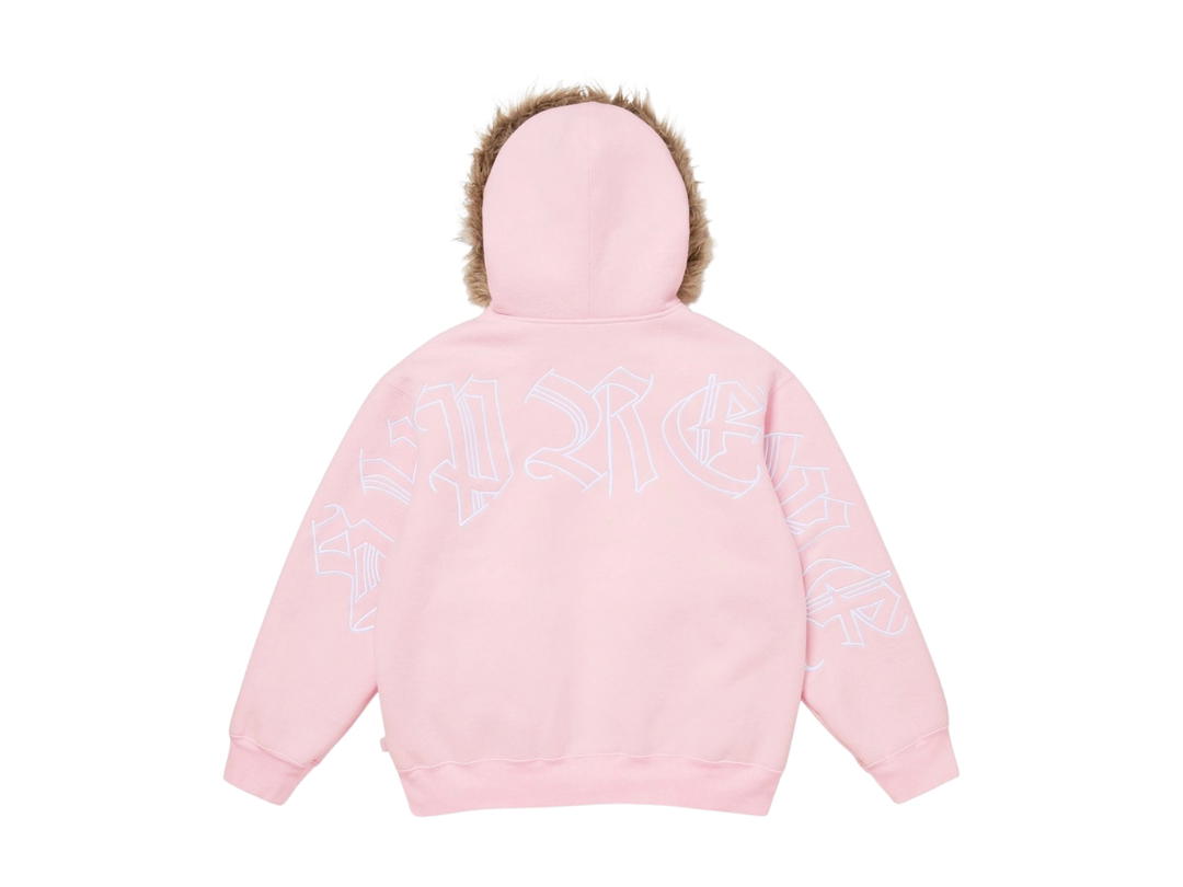 Supreme Supreme Faux Fur Zip Up Hooded Sweatshirt Light Pink (FW25)