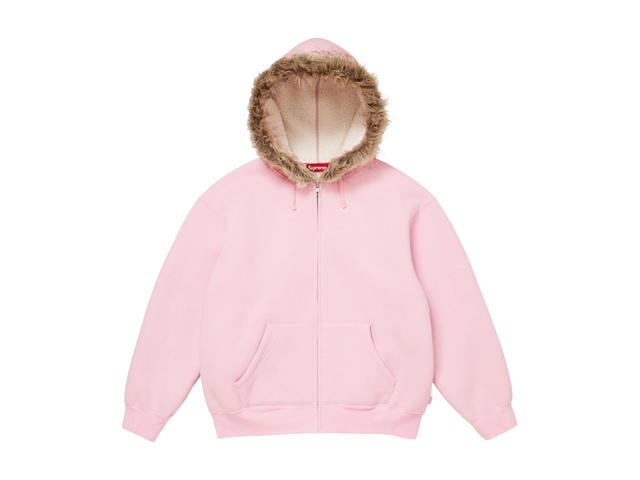 Supreme Supreme Faux Fur Zip Up Hooded Sweatshirt Light Pink (FW25) - view 2