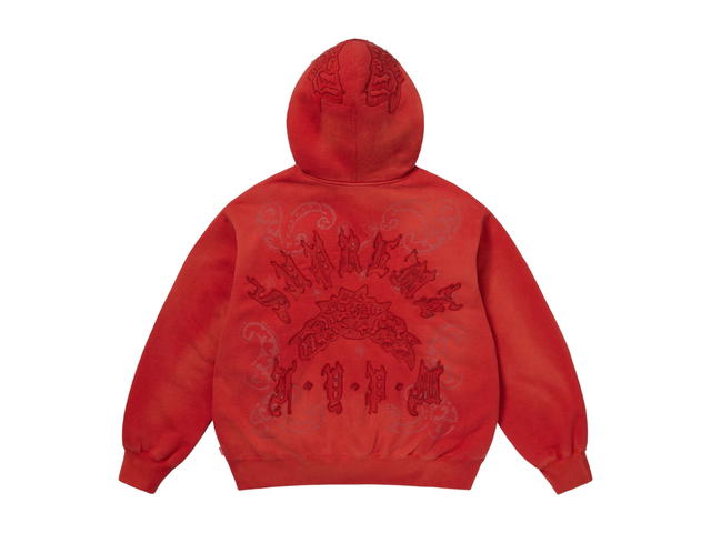 Supreme Supreme Leather Appliqué Zip Up Hooded Sweatshirt Burnt Red (SS25) - view 2