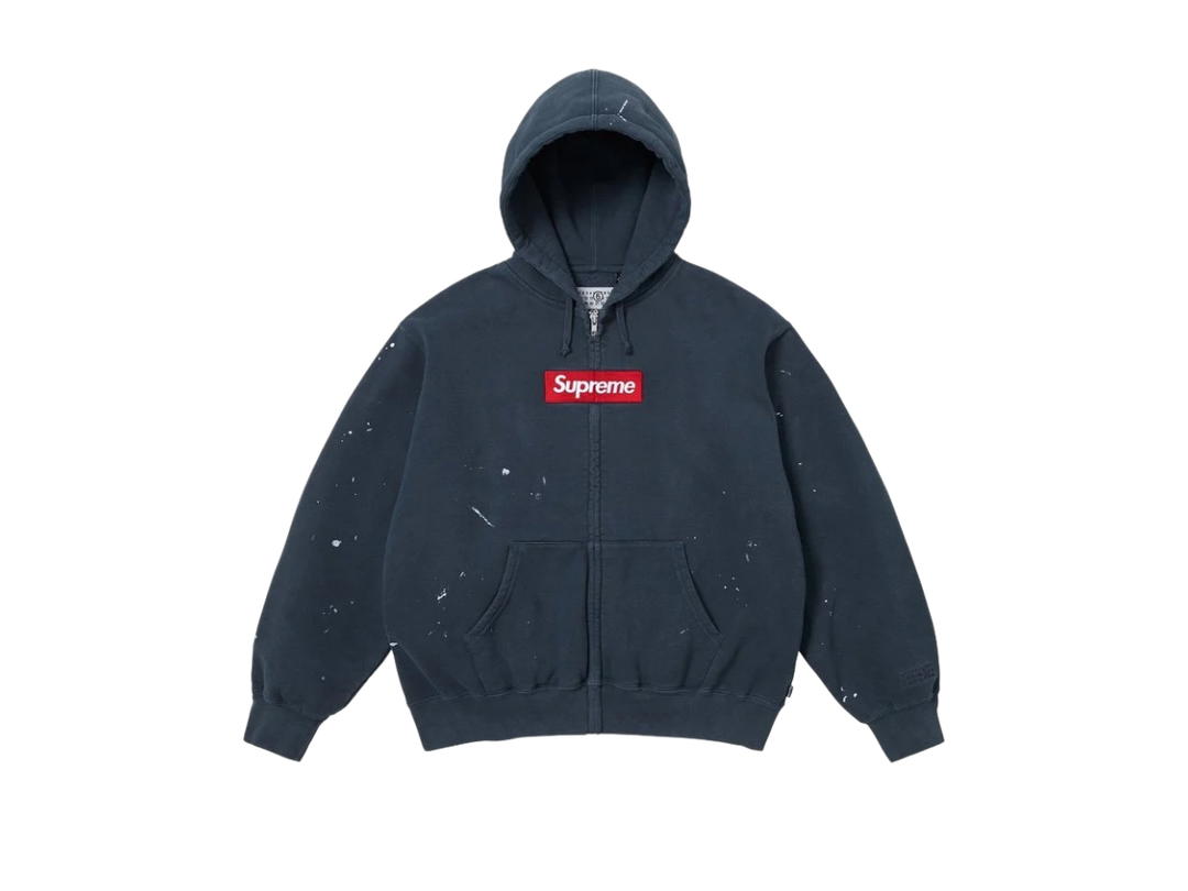 Supreme Supreme MM6 Maison Margiela Box Logo Zip Up Hooded Sweatshirt Navy (SS26)