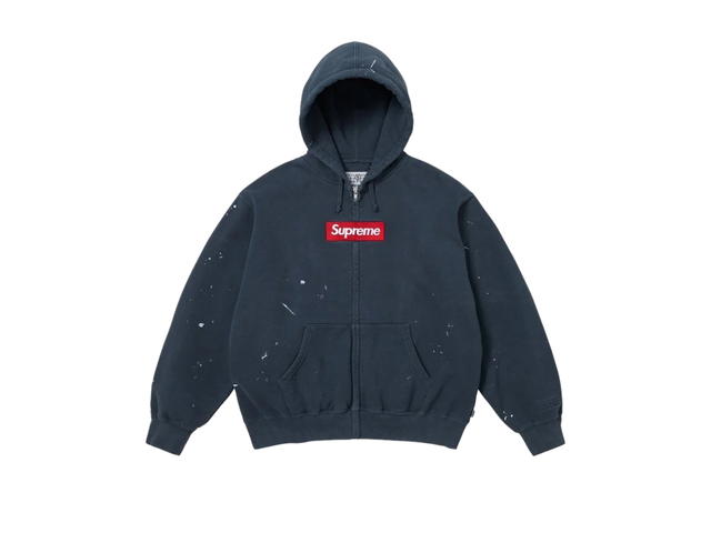 Supreme Supreme MM6 Maison Margiela Box Logo Zip Up Hooded Sweatshirt Navy (SS26) - view 1