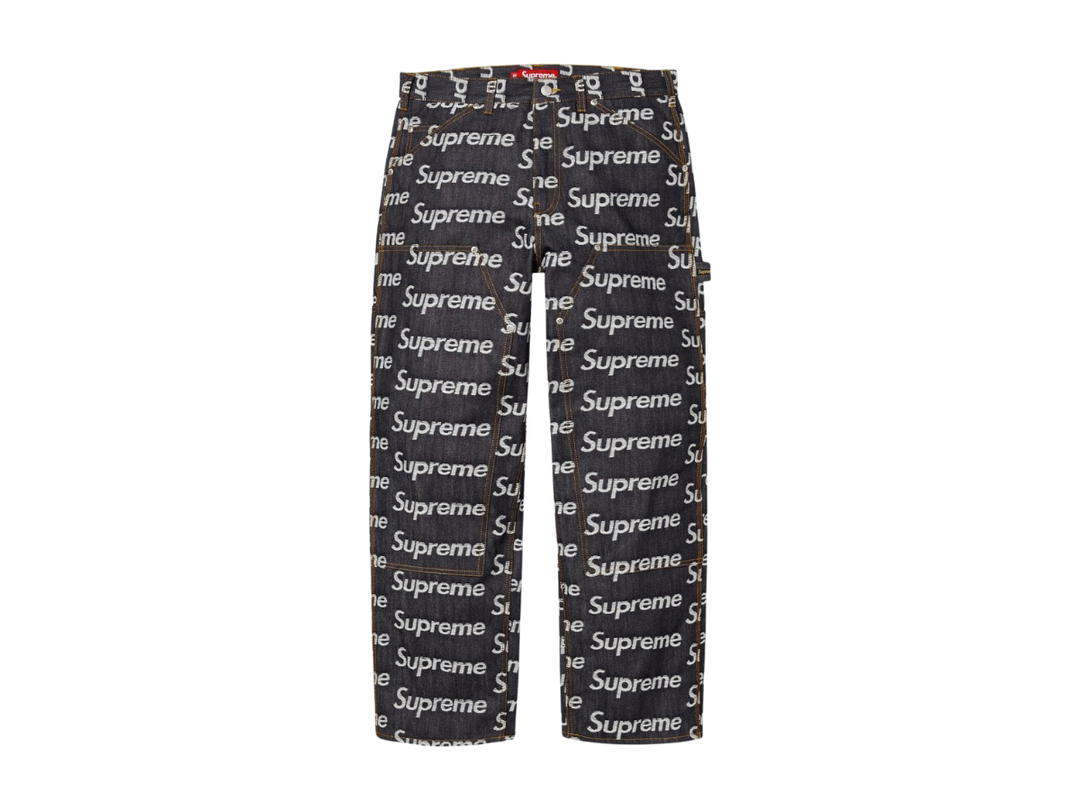 Supreme Supreme Jacquard Logos Double Knee Denim Painter Jean Rigid Indigo (FW25)