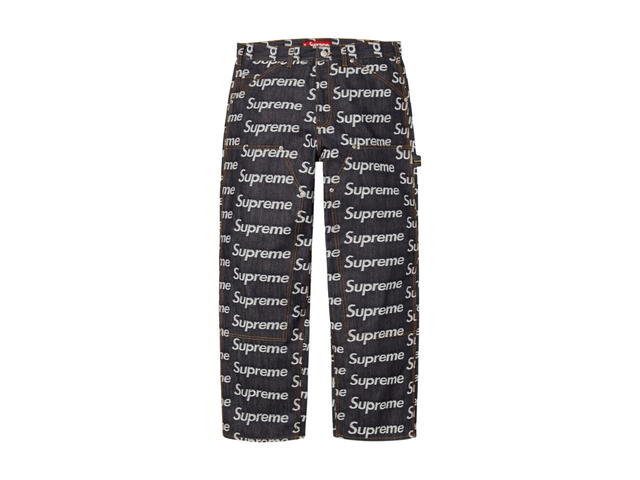 Supreme Supreme Jacquard Logos Double Knee Denim Painter Jean Rigid Indigo (FW25) - view 1