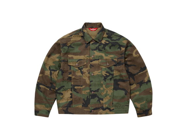 Supreme Supreme Jacquard Logos Denim Trucker Jacket Woodland Camo (FW25) - view 1