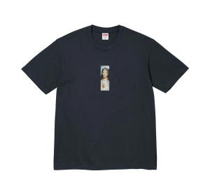 Buy Supreme Prayer Card Box Logo Tee Navy at Sasom – Authentic and Ready to Ship